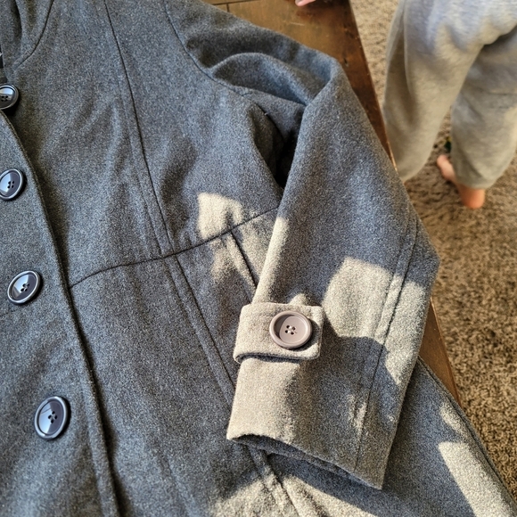 VTG Forecaster of Boston Wool Mid-Length Coat Plaid Contrast Hood size 16 Gray - Picture 2 of 11